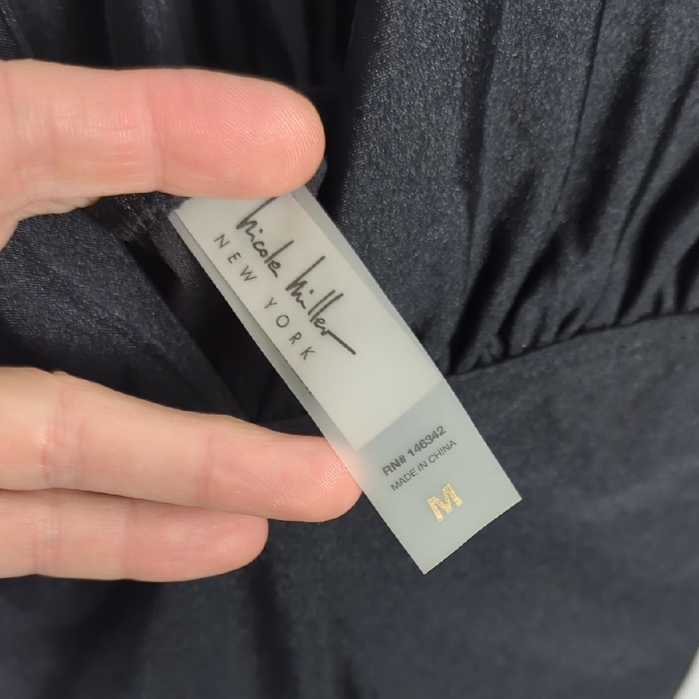 NWOT Nichole Miller Halter Black Ruched One Piece Swimsuit Size Med - Picture 4 of 6